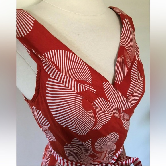 “DONATED” Diane Von Furstenberg, Burnt Orange & White Abstract Swirl Dress, Sz 8 - Picture 8 of 9